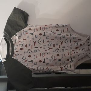 24M dino math snap onsie green/cream